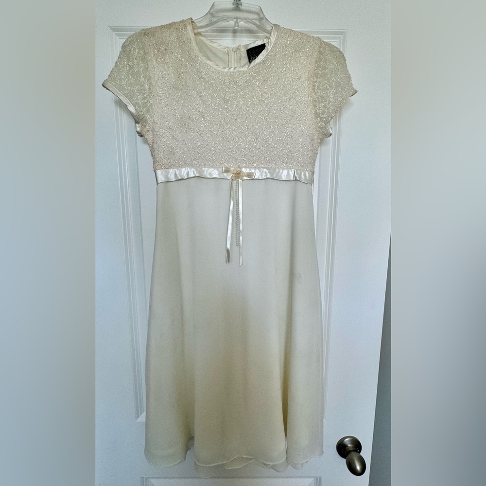 Girls cream colored short sleeve dress